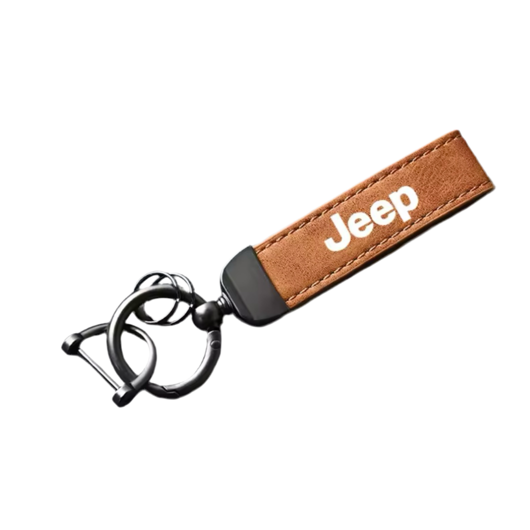 Jeep - High-Quality Leather Car Keychain with Charm