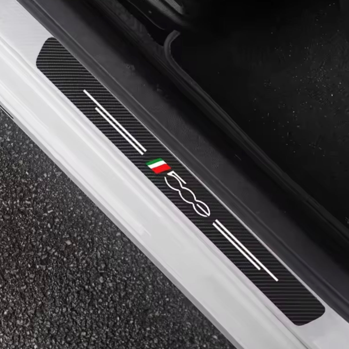 Fiat 500 - Carbon Fiber Door Sill Protector Sticker