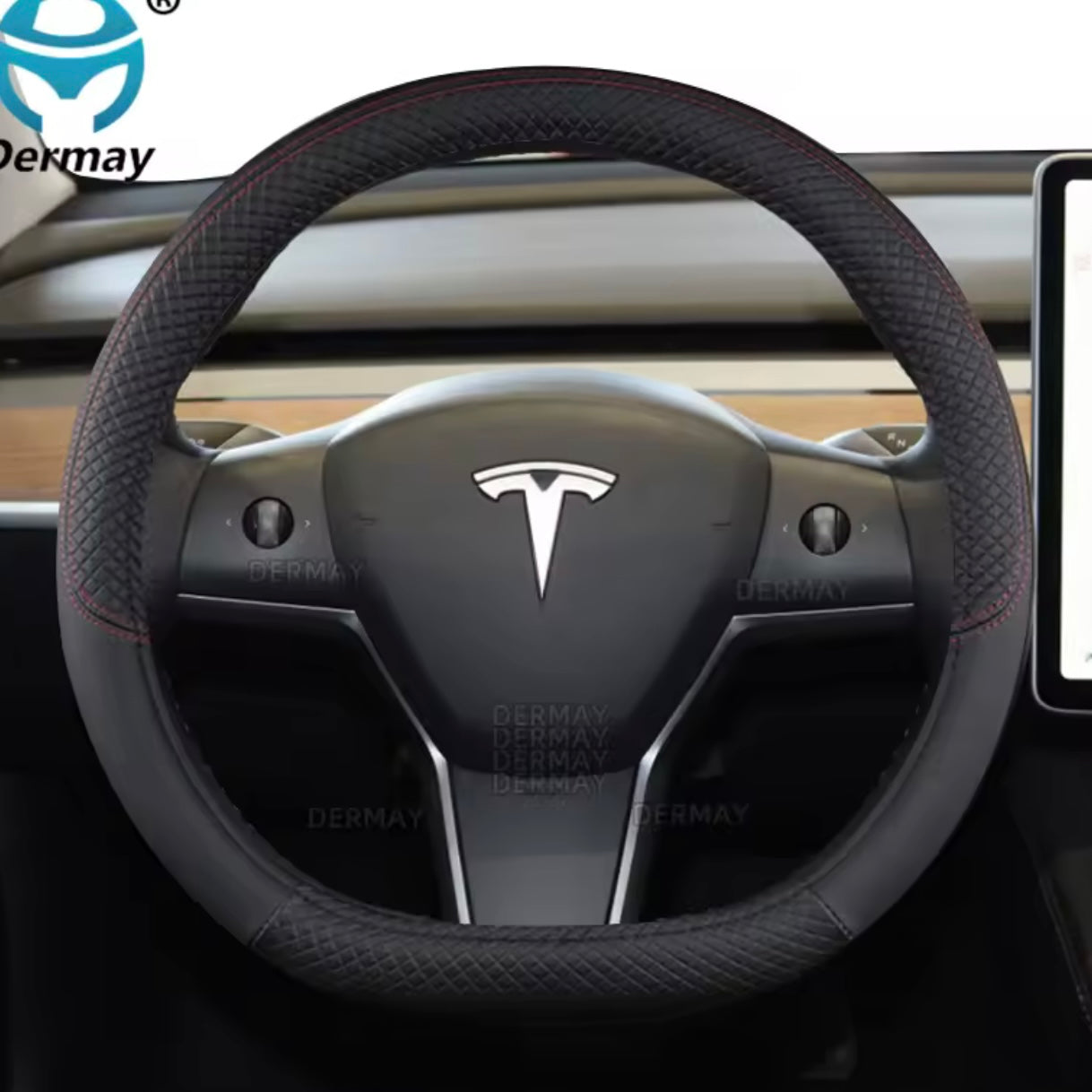 Tesla - Steering Wheel Cover - PU Leather, Non-Slip