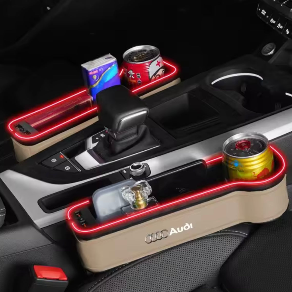 Audi Car Seat Gap Storage Box with LEDs