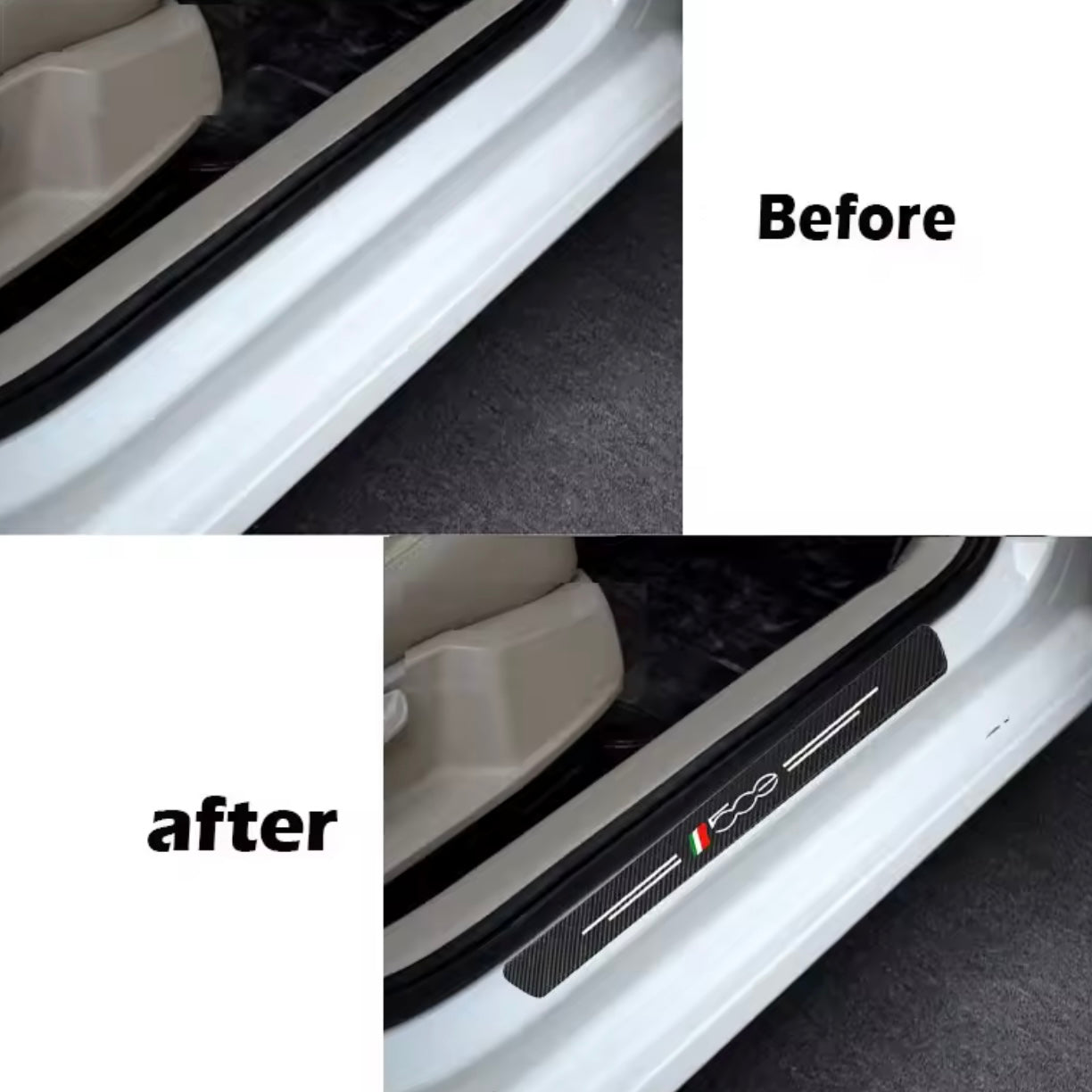 Fiat 500 - Carbon Fiber Door Sill Protector Sticker