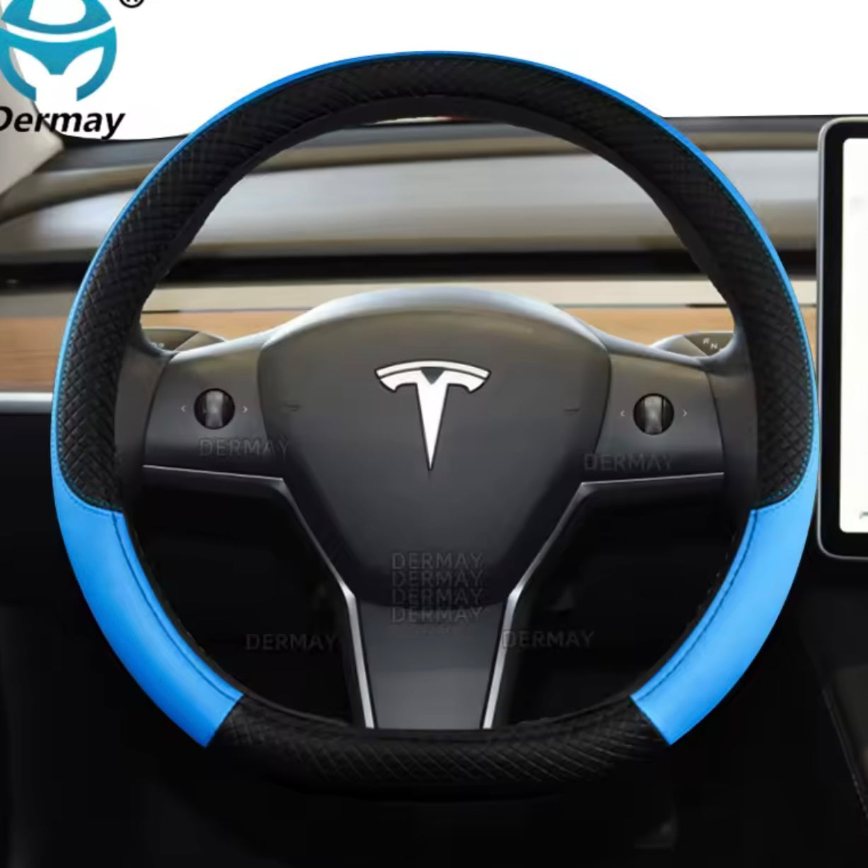 Tesla - Steering Wheel Cover - PU Leather, Non-Slip