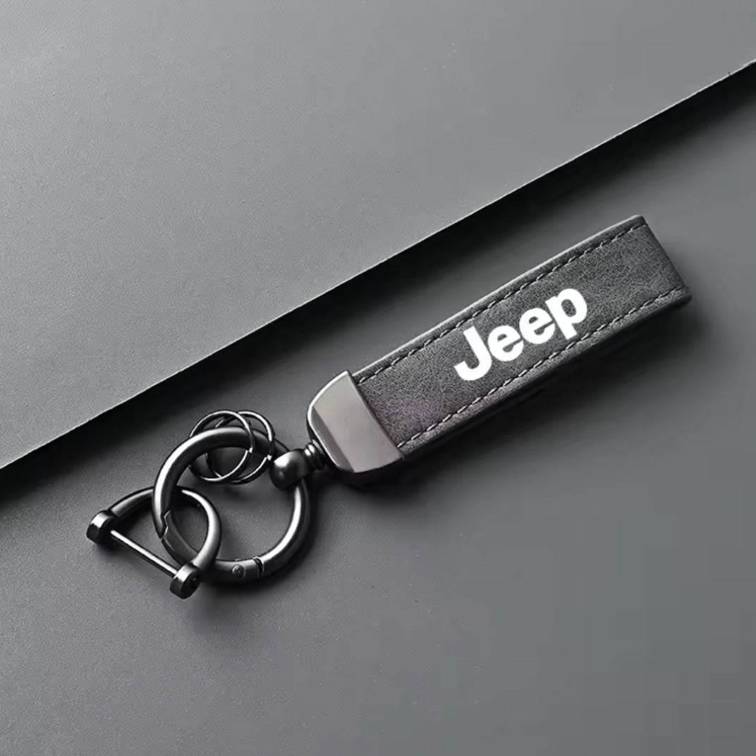 Jeep - High-Quality Leather Car Keychain with Charm