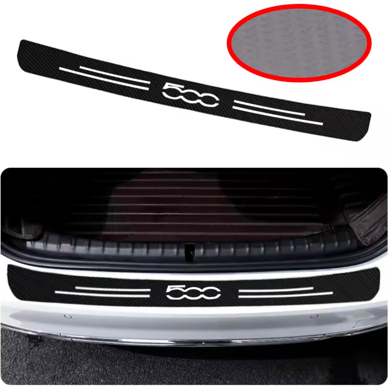 Fiat 500 Rear Trunk Door Bumper Plate Protection