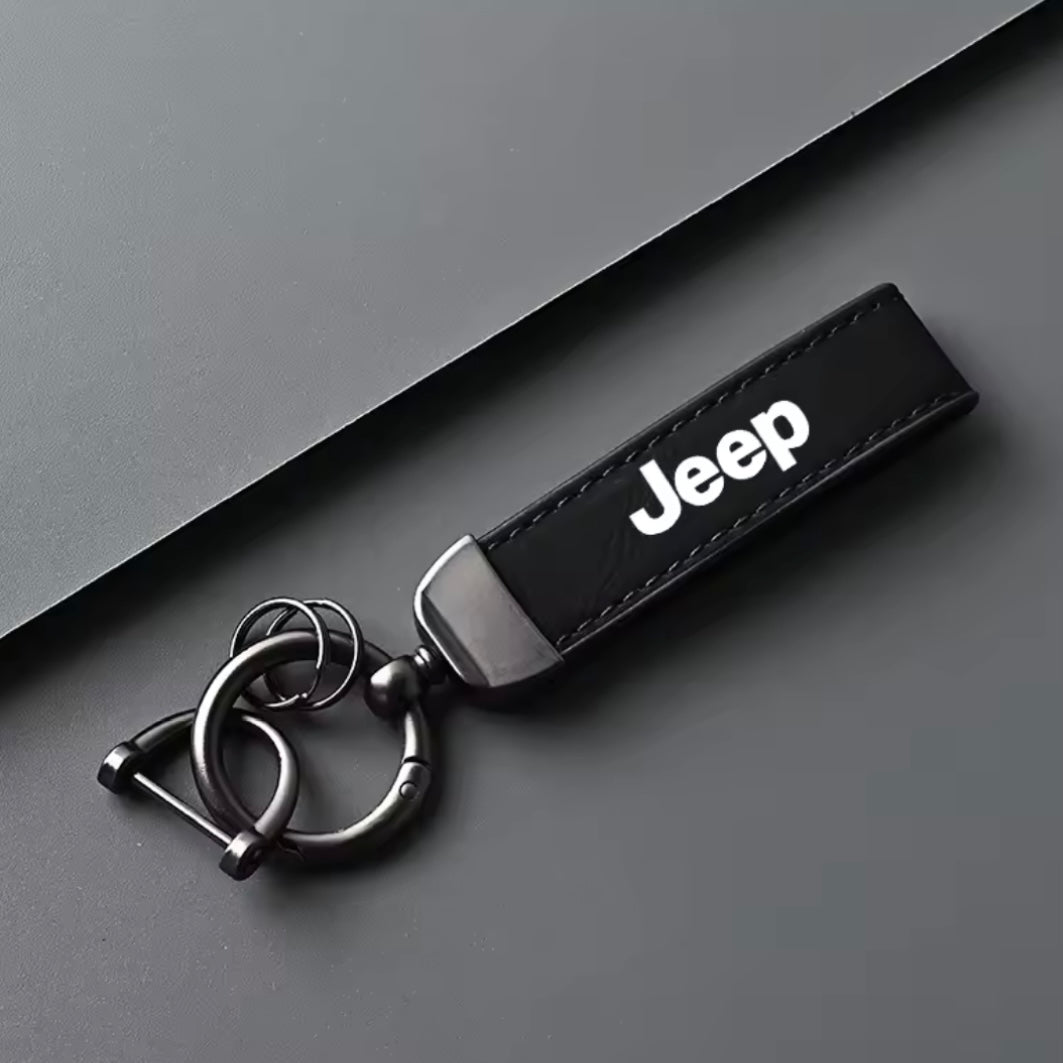 Jeep - High-Quality Leather Car Keychain with Charm