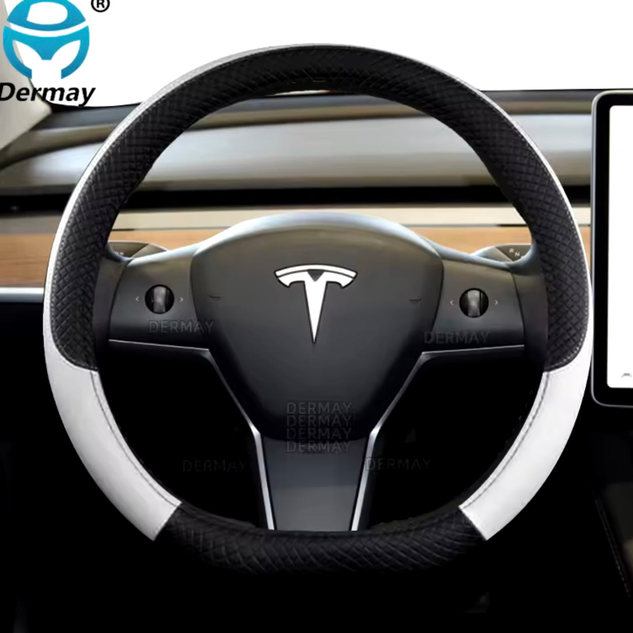 Tesla - Steering Wheel Cover - PU Leather, Non-Slip