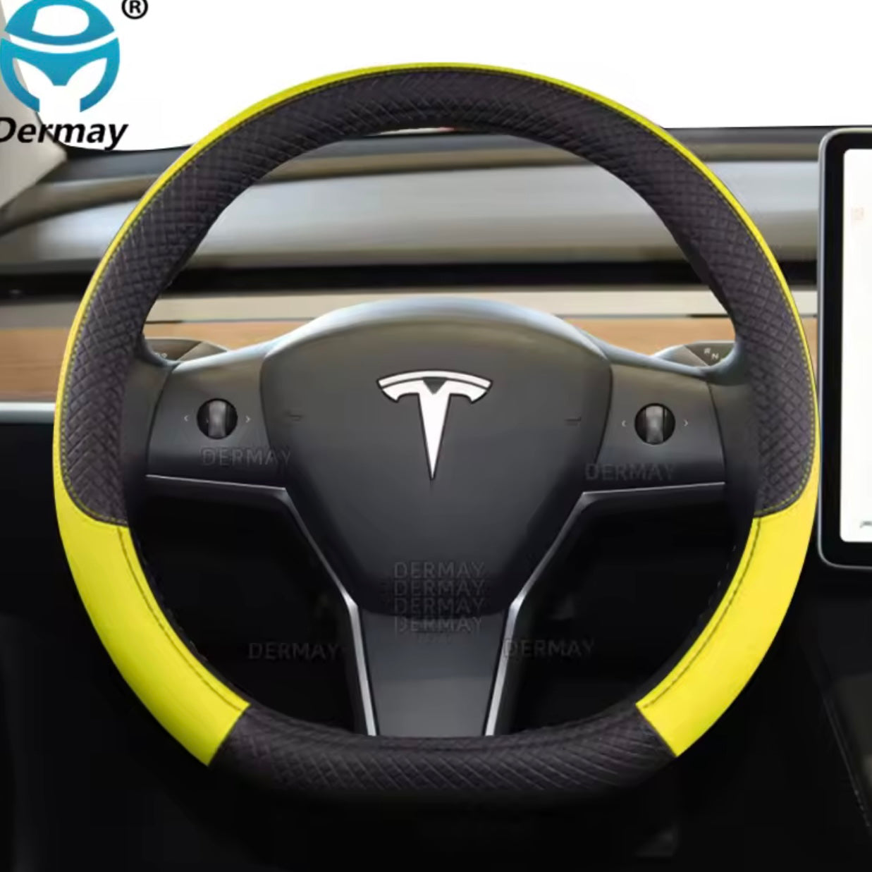 Tesla - Steering Wheel Cover - PU Leather, Non-Slip