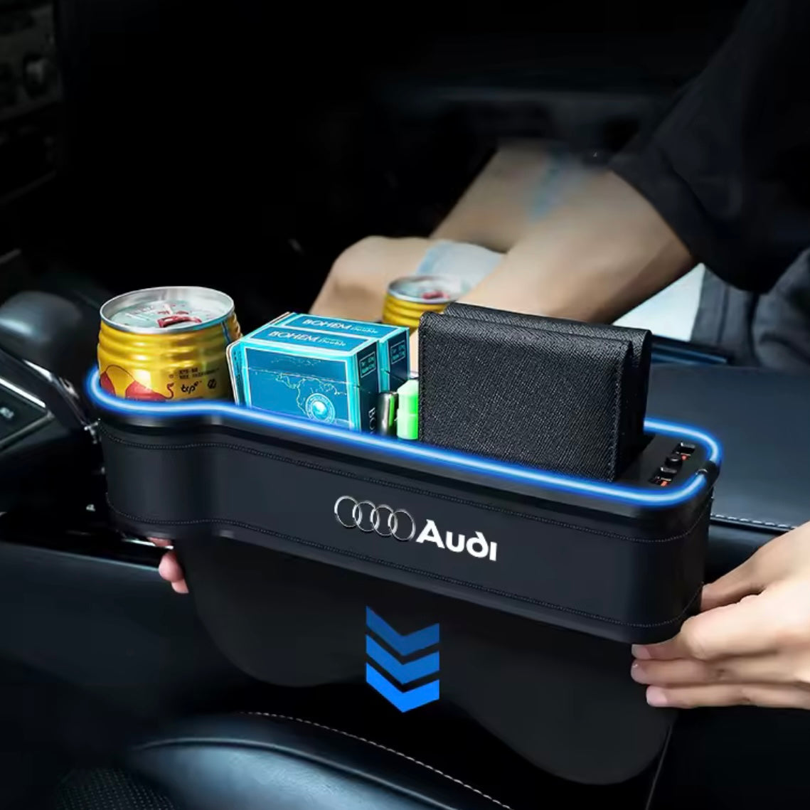 Audi Car Seat Gap Storage Box with LEDs