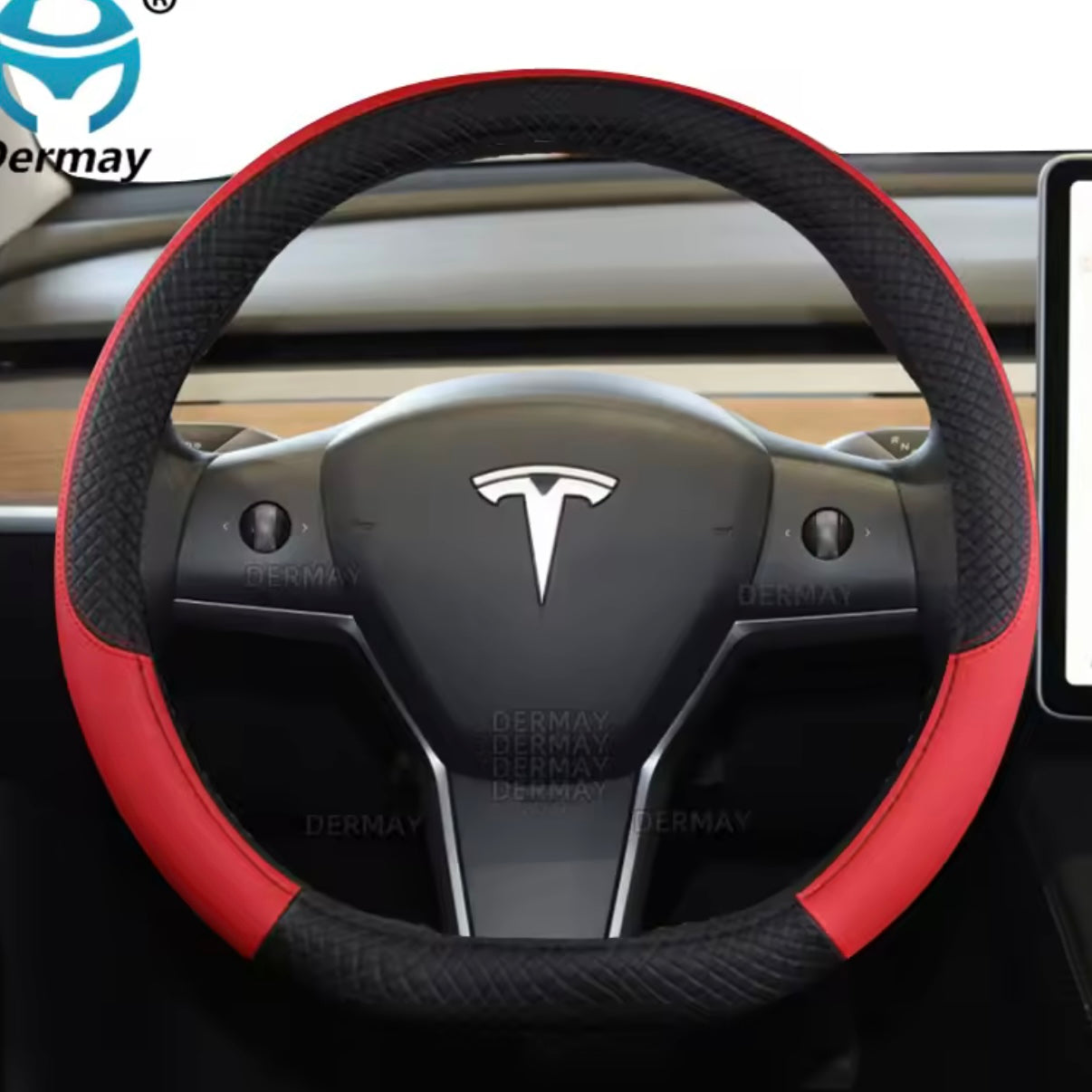 Tesla - Steering Wheel Cover - PU Leather, Non-Slip