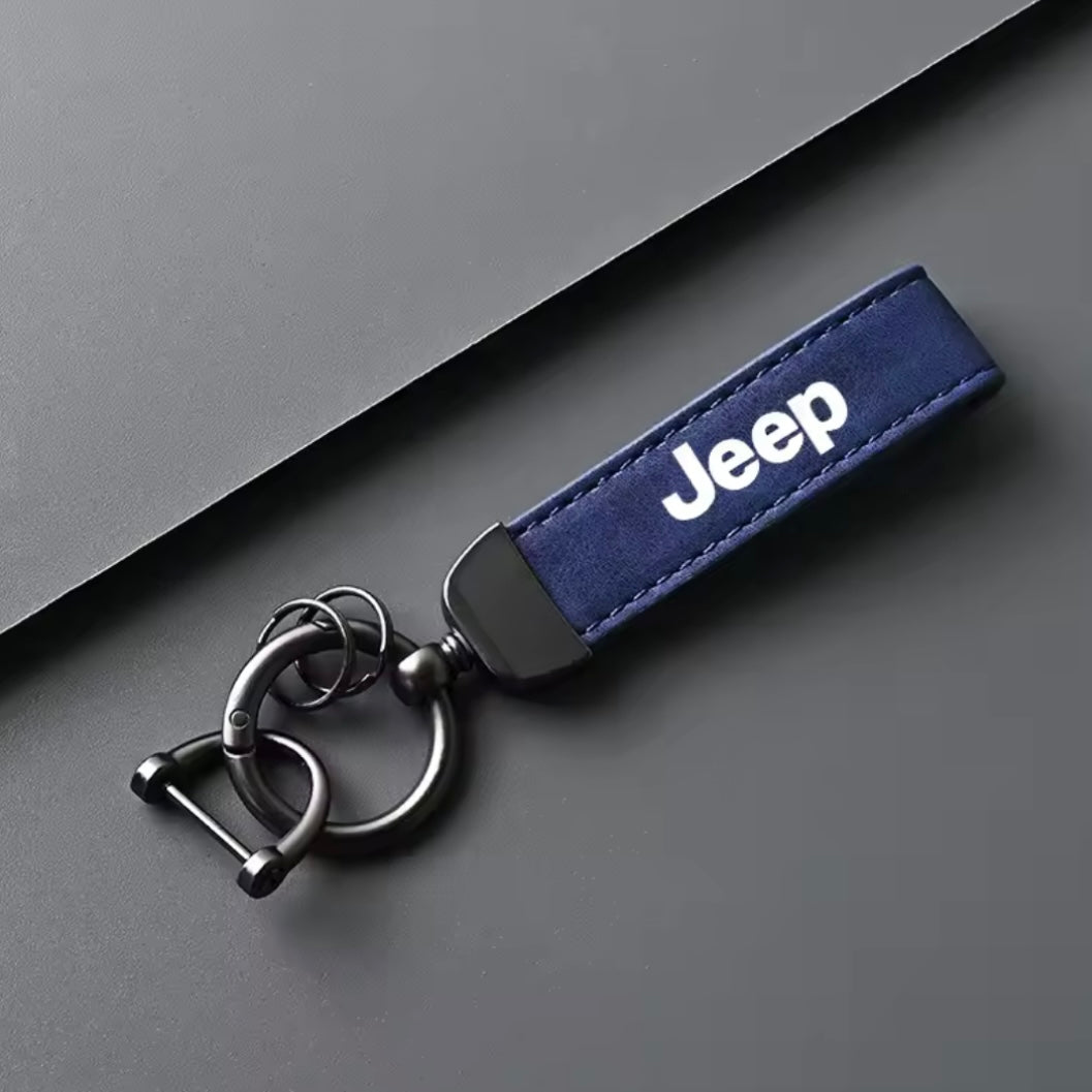 Jeep - High-Quality Leather Car Keychain with Charm