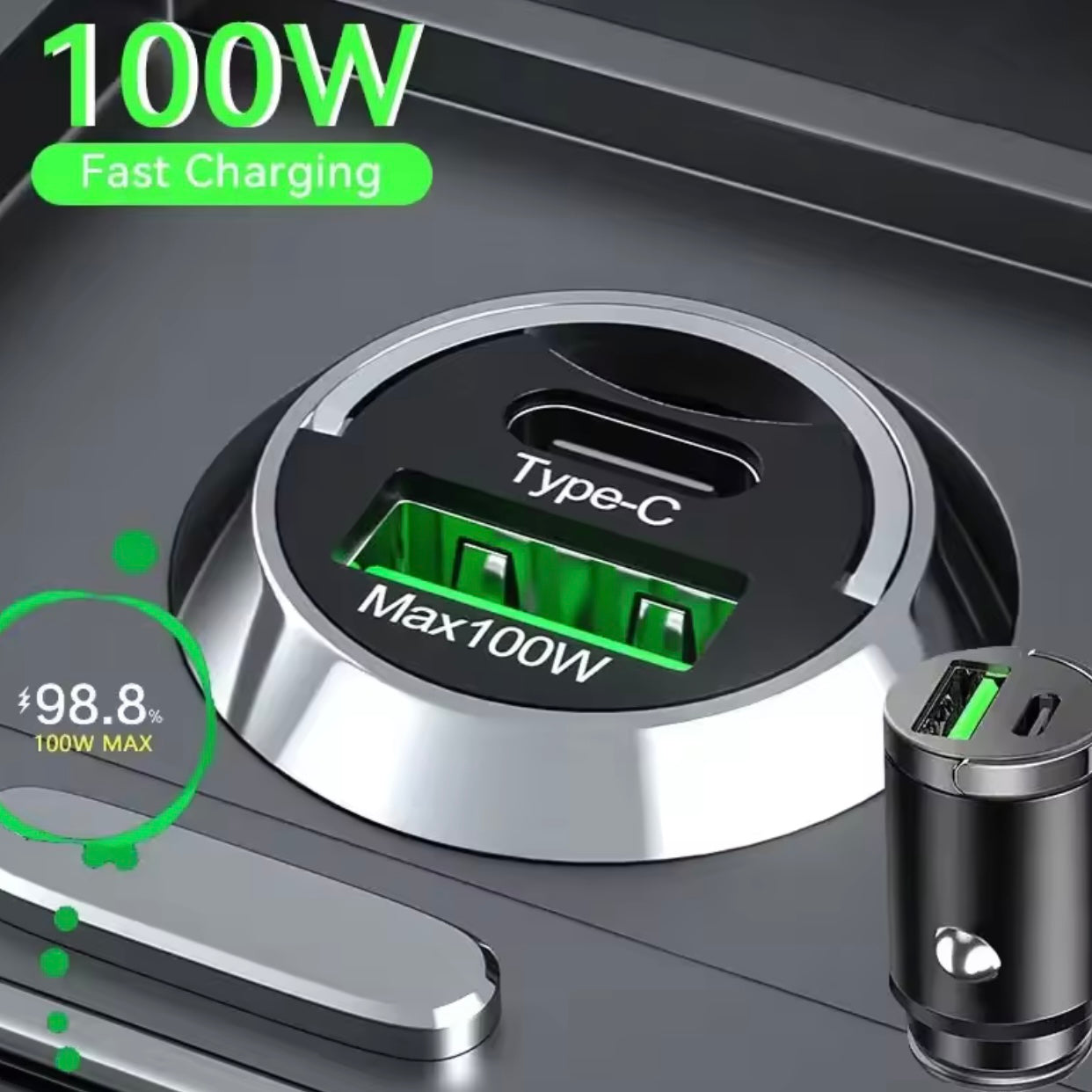 FIAT 500 100W Car Charger with Quick Charge