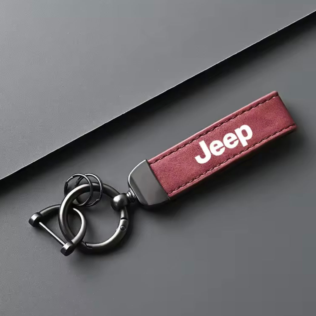 Jeep - High-Quality Leather Car Keychain with Charm