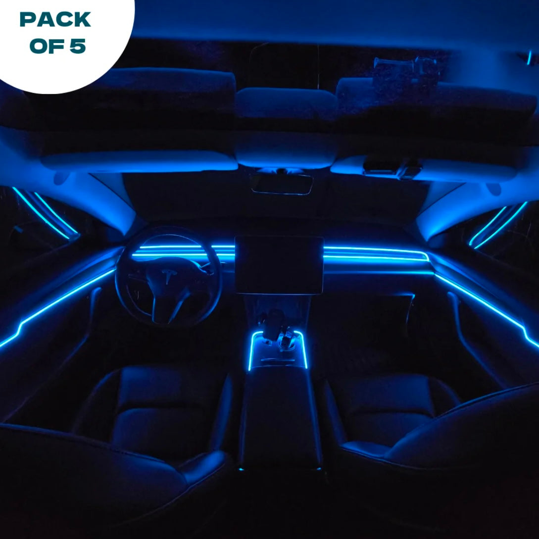 LED Car Interior Ambient Strip Lights - RGB Fiber Optic Neon Kit