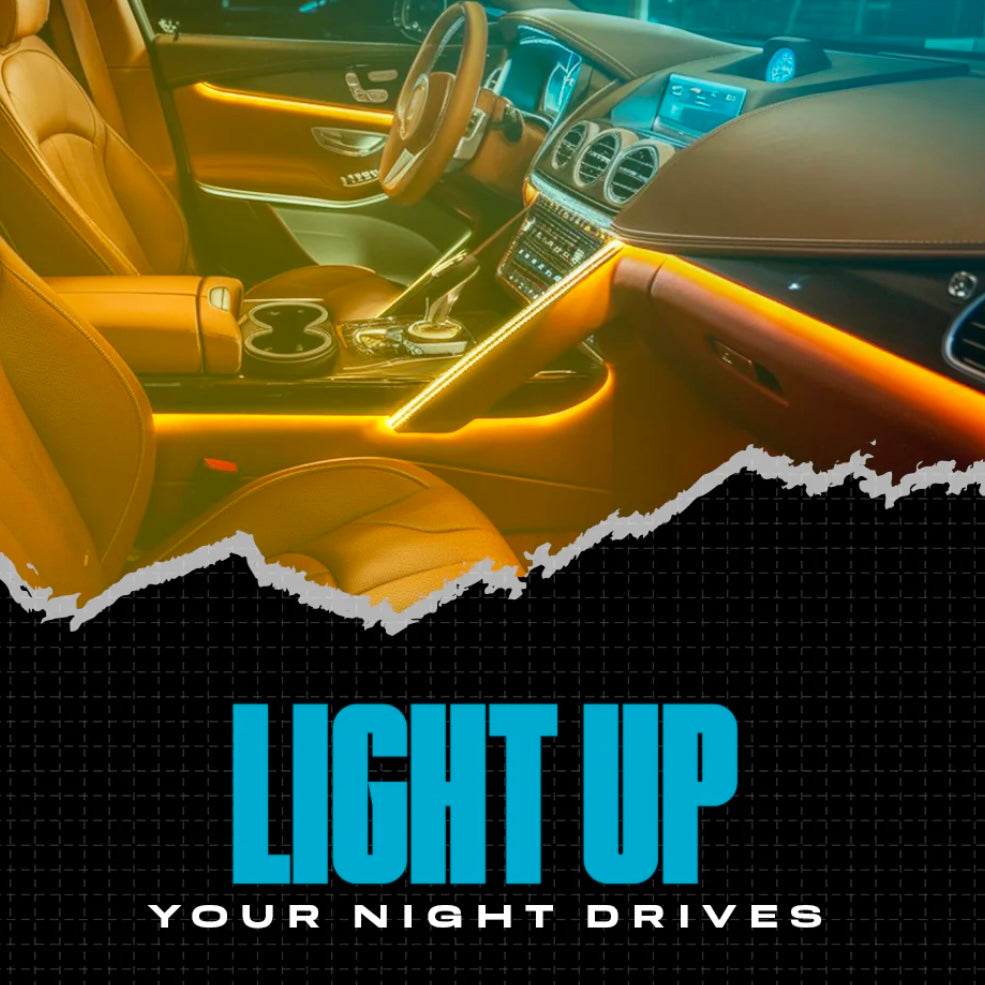 LED Car Interior Ambient Strip Lights - RGB Fiber Optic Neon Kit