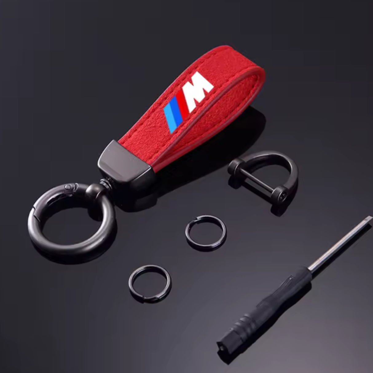 BMW Fashion Suede Leather Keychain with Horseshoe Buckle