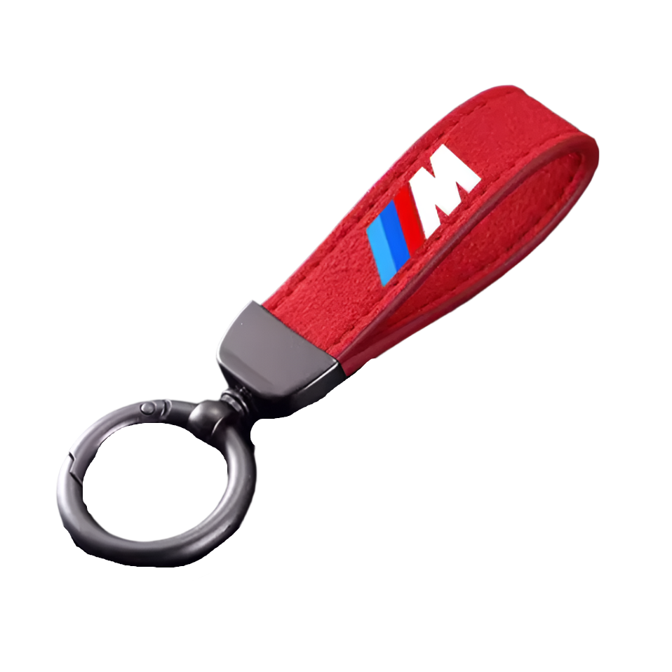 BMW Fashion Suede Leather Keychain with Horseshoe Buckle