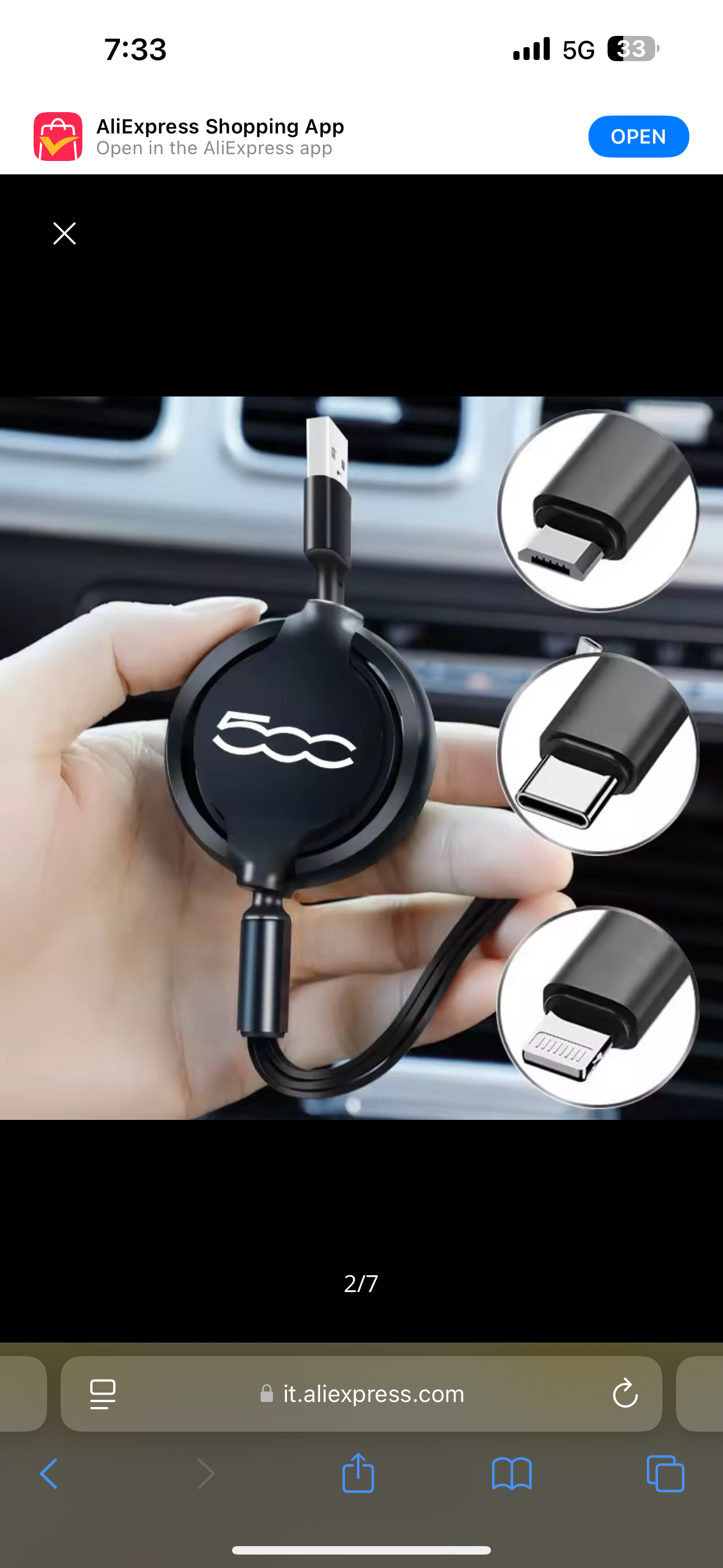 FIAT 500 - 3-in-1 Fast Charger USB